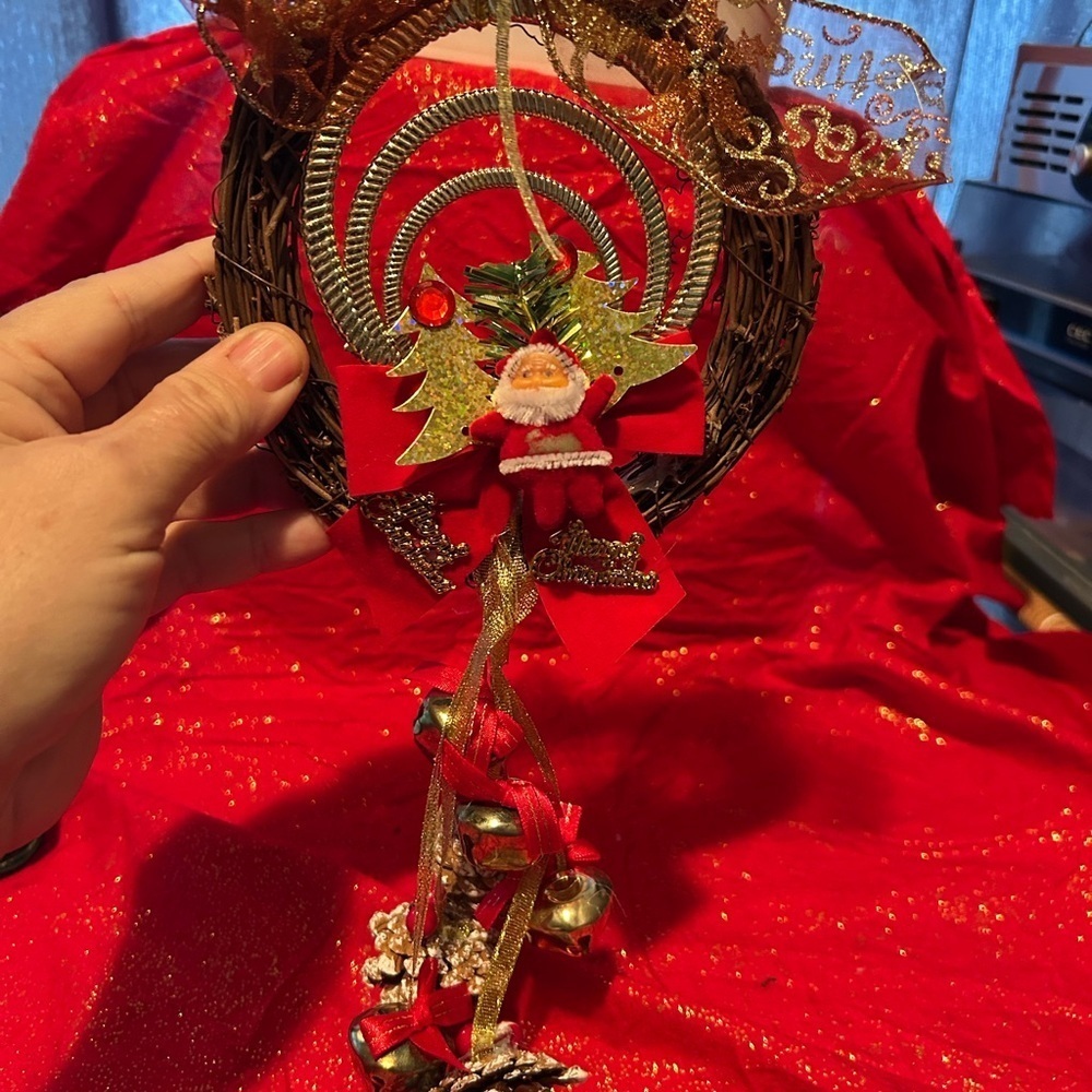 Festive Christmas Wreath with Santa and Bells